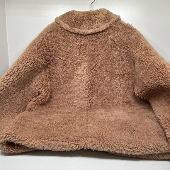 Yves Salomon Mateo Shearling Bomber Jacket Tan Size 42 US 4 100% Lamb Wool - Picture 6 of 10